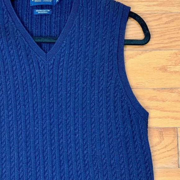 Mens POLO GOLF Sweater Vest Ralph Lauren SZ L Dark blue V-neck pullover - Picture 3 of 4